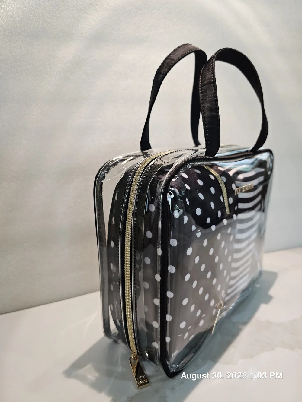 Black & White Dot and Stripe Cosmetic Travel Bag Set